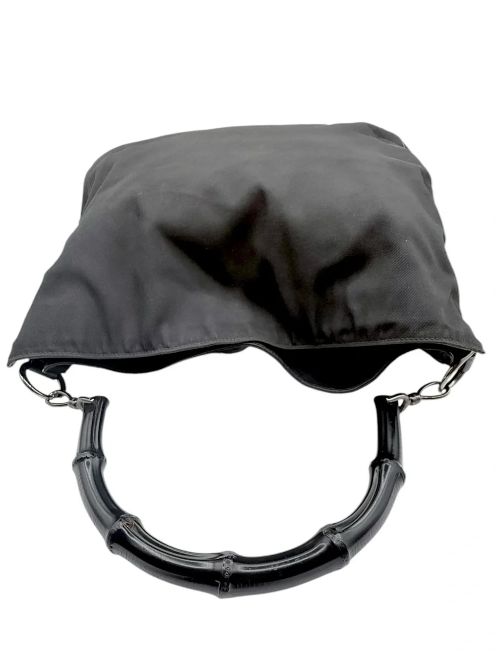Gucci Black Nylon Bamboo Hobo Bag