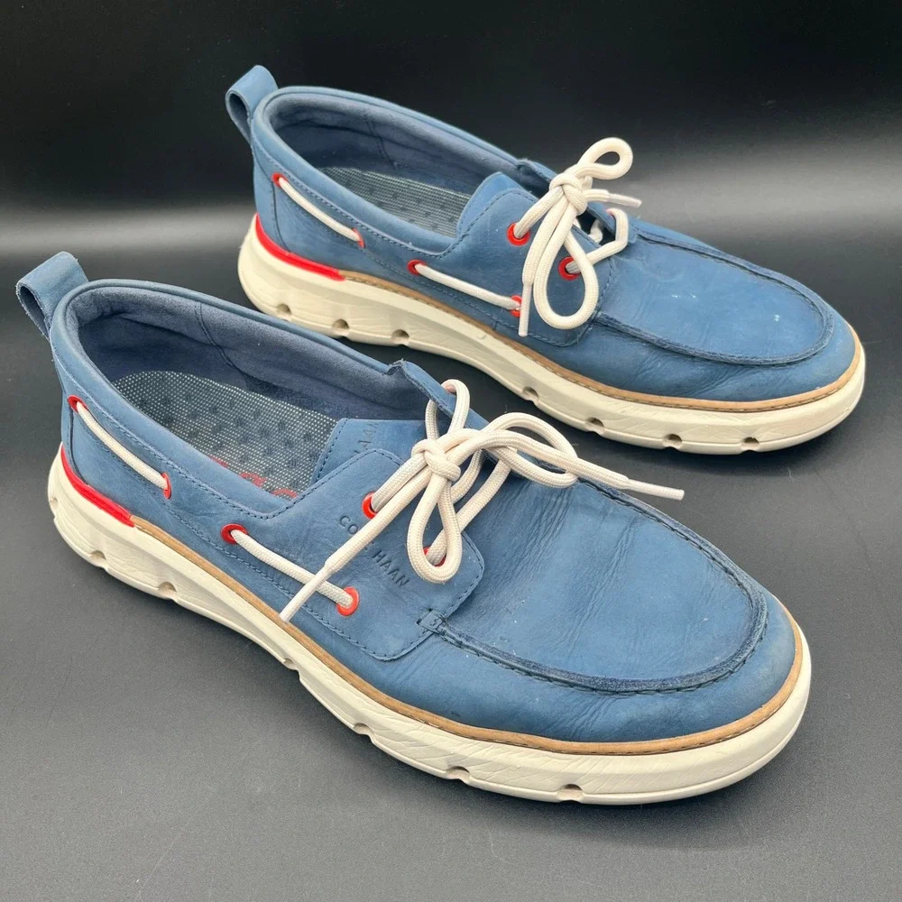 Cole Haan GrandPro 2-Eye Boat Shoes Blue Leather Mens‎ Size 11B W28991 Casual