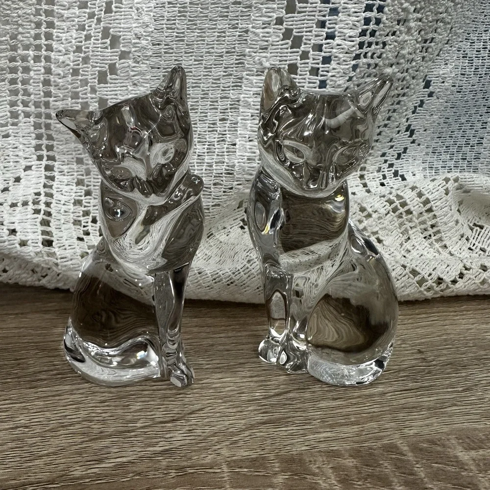 Vintage‎ Lenox Clear Crystal Sitting Cat Kitty 4.5