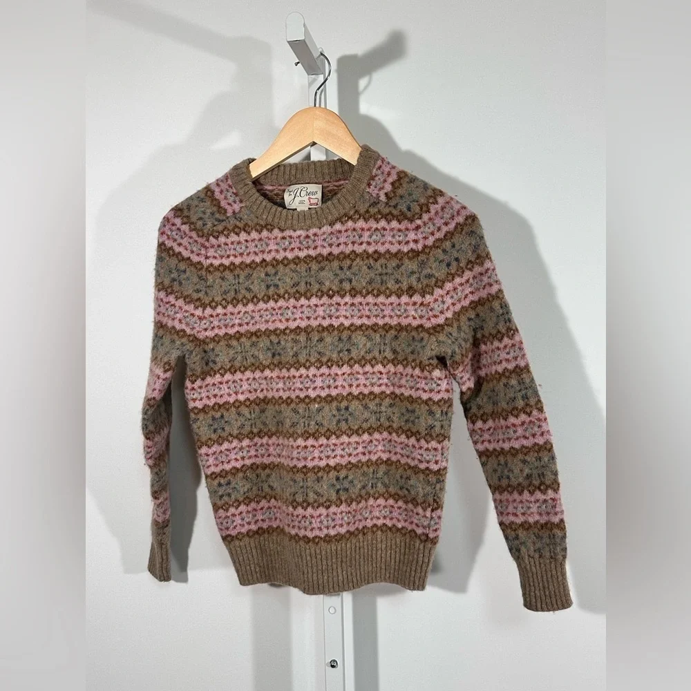 Y2K hand knit J.Crew Fair Isle Wool Sweater – 100% Wool – XS