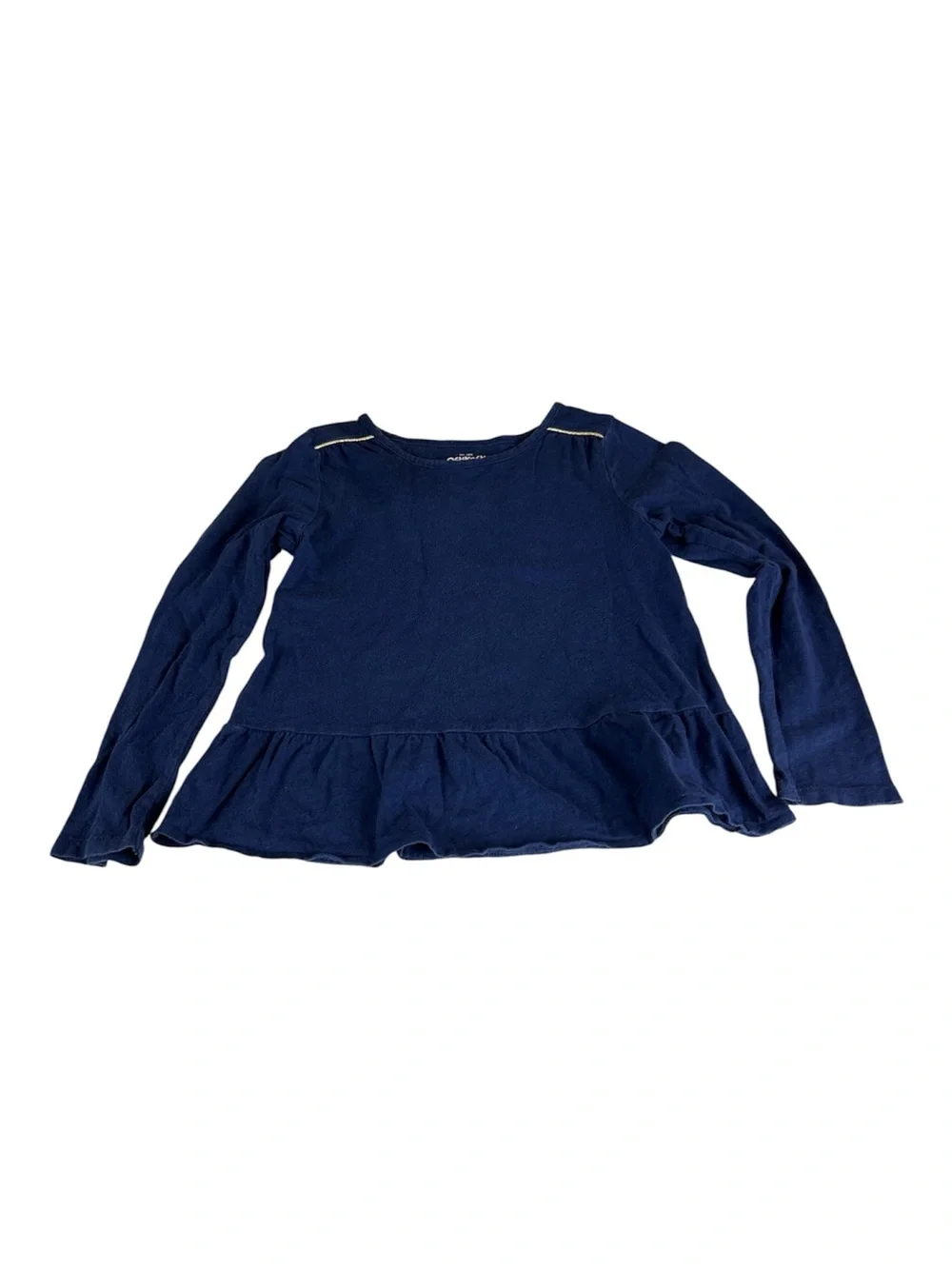 Oshkosh Navy Peplum Long-Sleeve  blue grey camouflage,plaid flannel Top 7