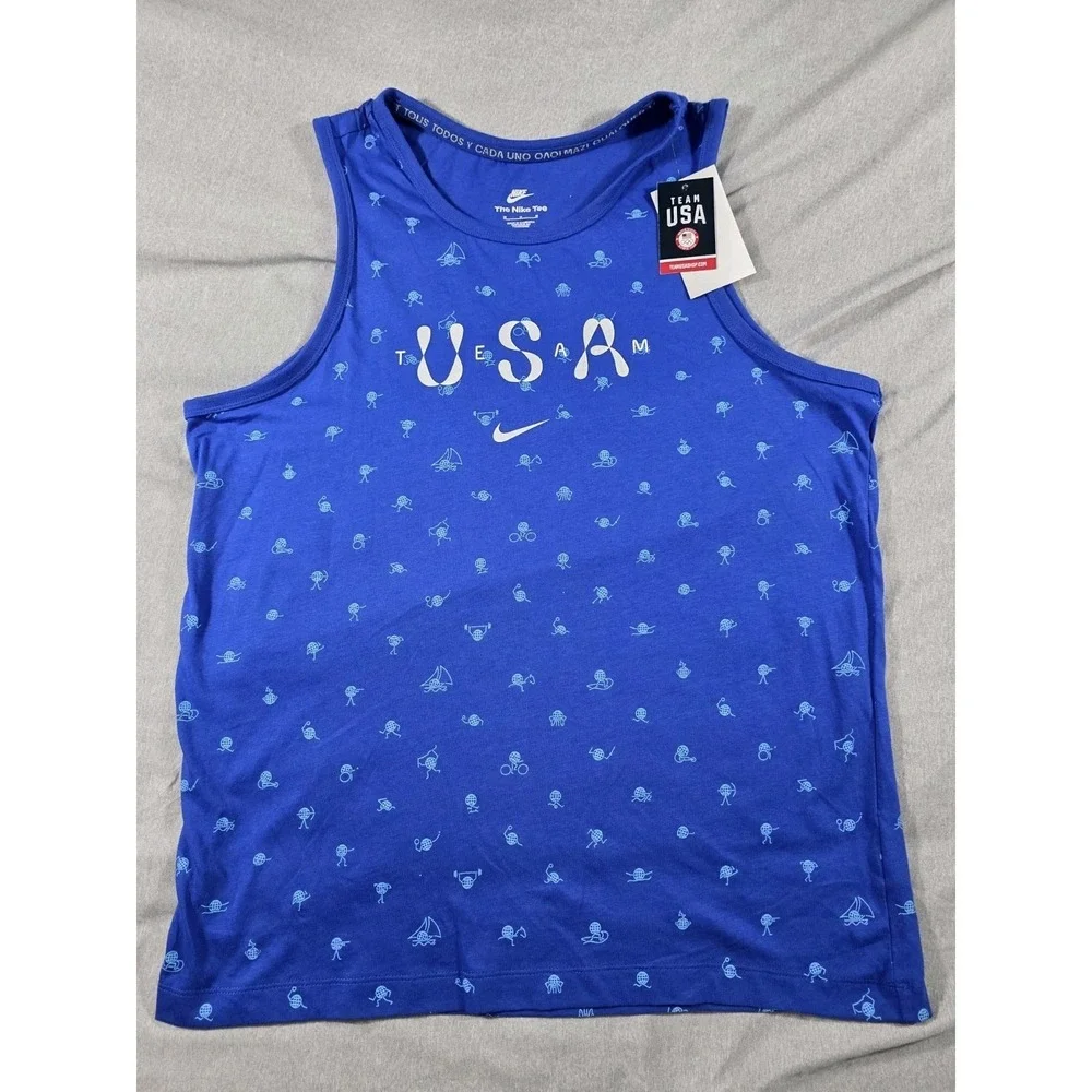 NWT Nike USA‎ Team Shirt Mens Medium Blue All Over Print Tank Top
