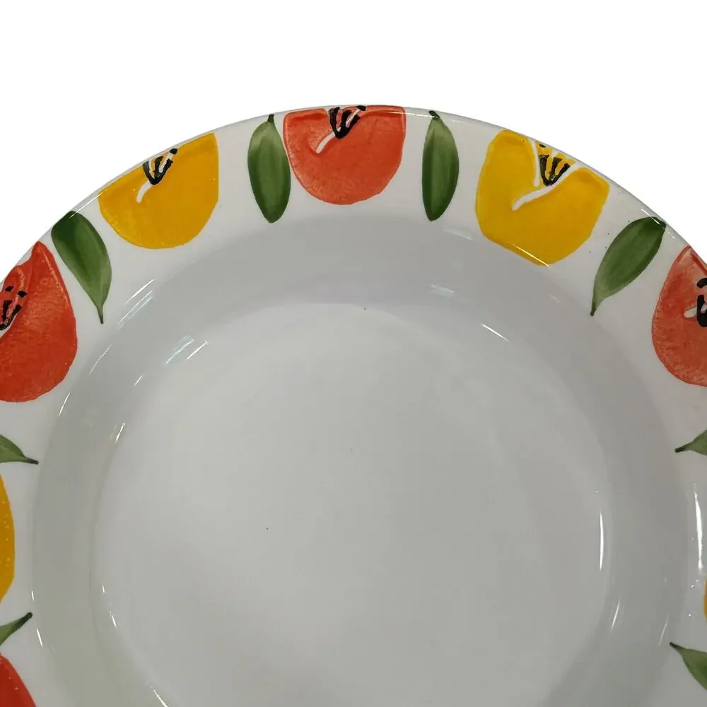 Pier One Tulips Floral Soup Bowl Rimmed Handpainted Yellow‎ Made In Italy 9