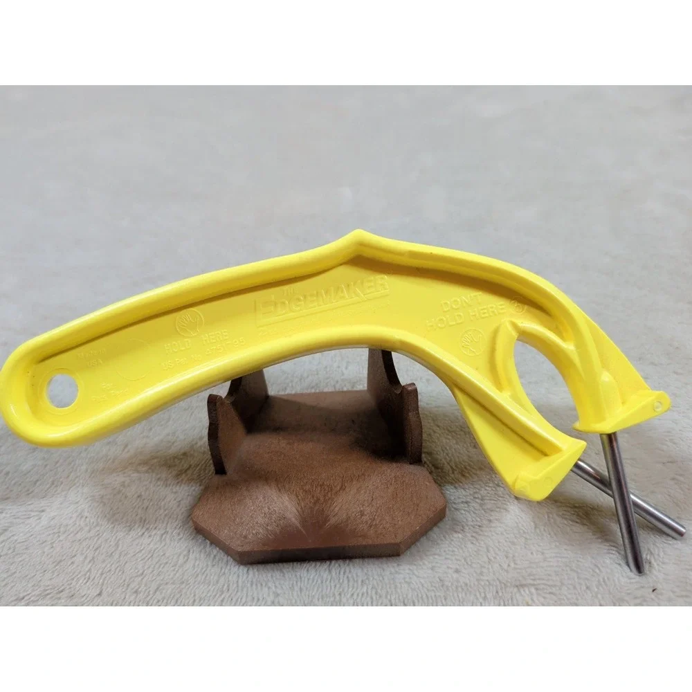 Edgemaker Pro Knife Sharpener and Hone Set Red Yellow Handheld Made in USA