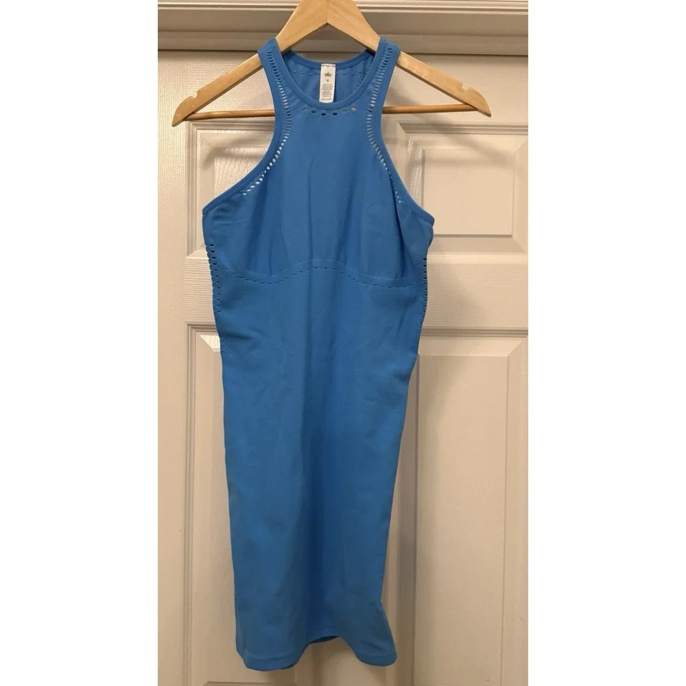 Alo Yoga SEAMLESS OPEN AIR RACERBACK DRESS Blue Size Medium