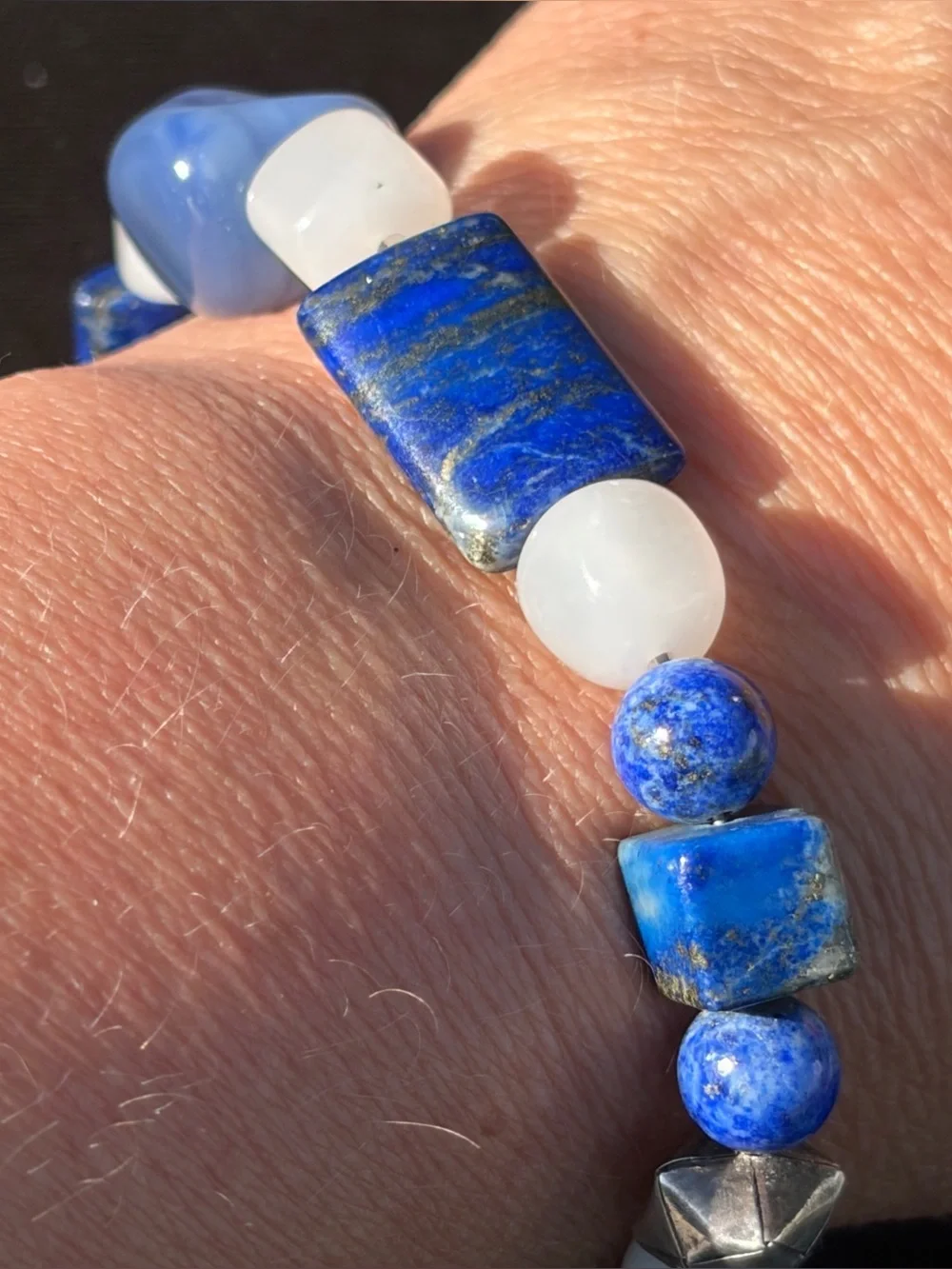 Lapis Lazuli, Quartz, .925 Artisan Hand Crafted Bracelet