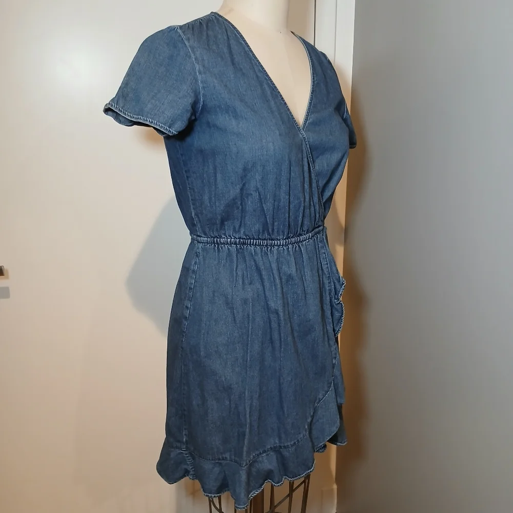 J. Crew Mercantile Chambray Ruffle Dress Size S