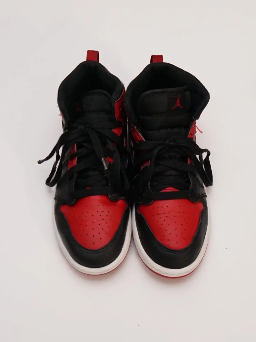 Jordan 1 Mid, black and red, size 3Y