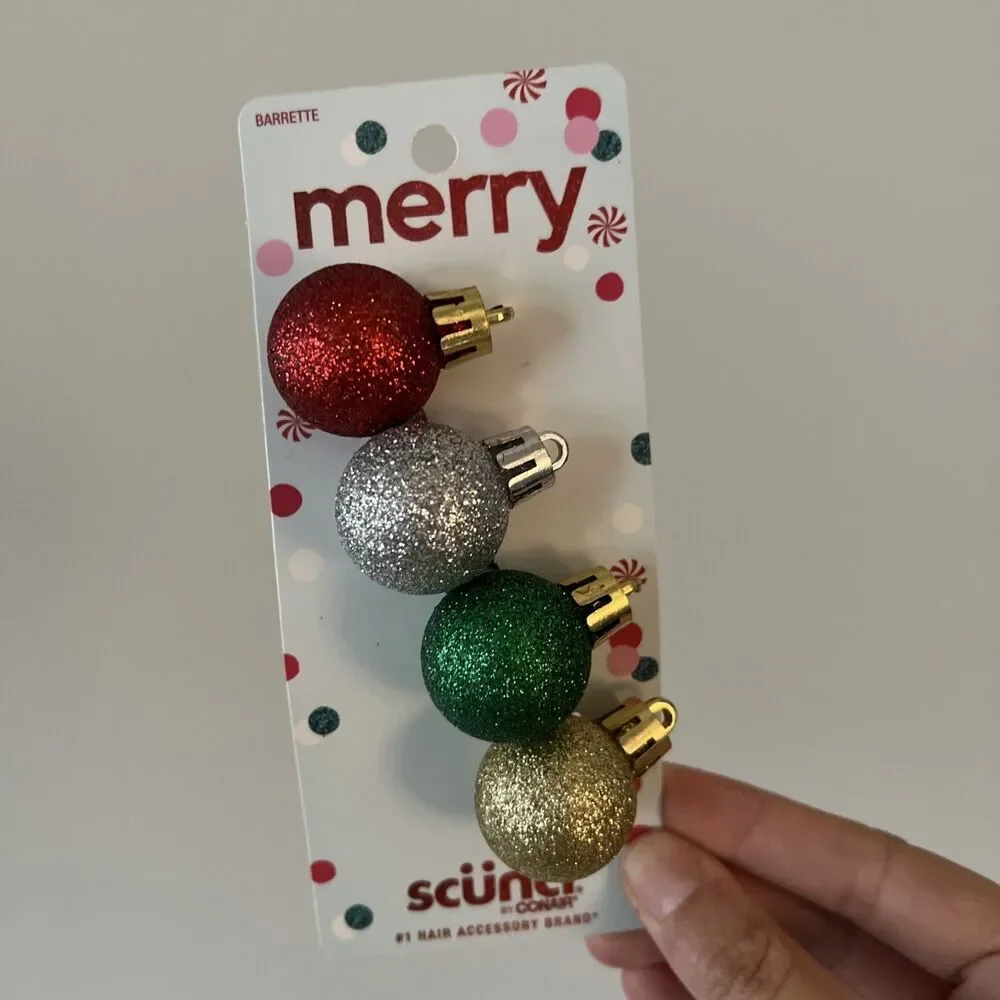 Merry Scunci By Conair Glitter Ornament Barrette Christmas Long Hair‎ Accessory