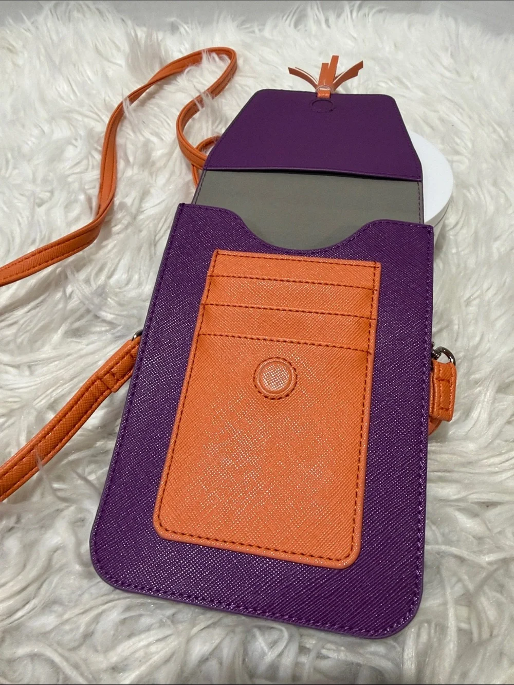 HARPER Crossbody Bag/Phone Pouch in Purple and Orange- Lightweight Tassel