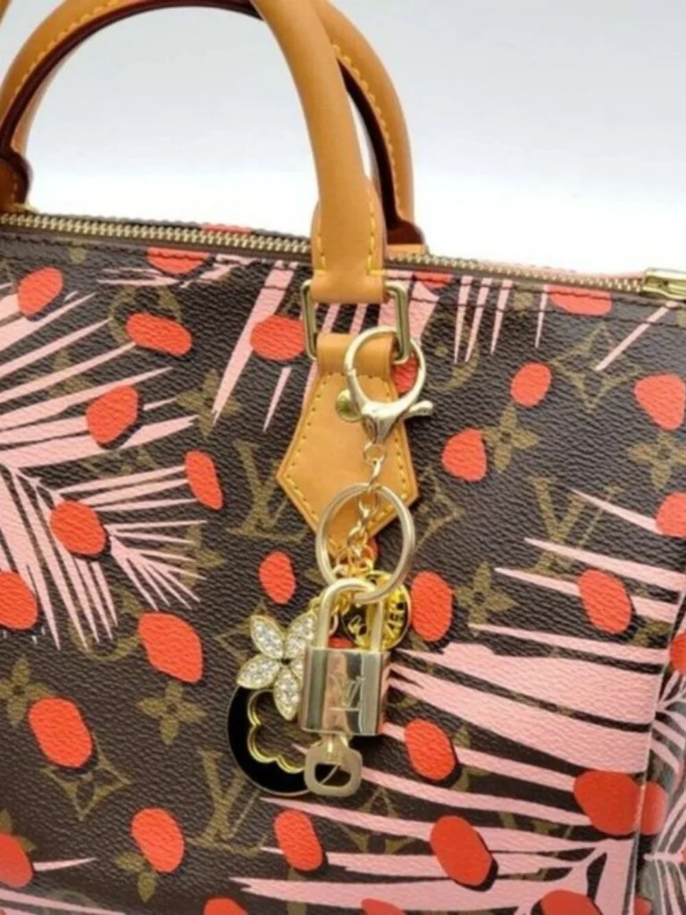 LV Gold Padlock & Key 🔒 Authentic Louis Vuitton Bag Unbranded Flower Charm