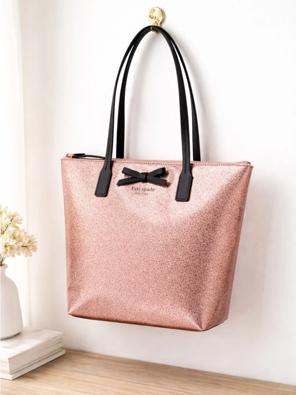 Kate Spade Mavis Street Jerelyn Glitter Bow Tote NEW
