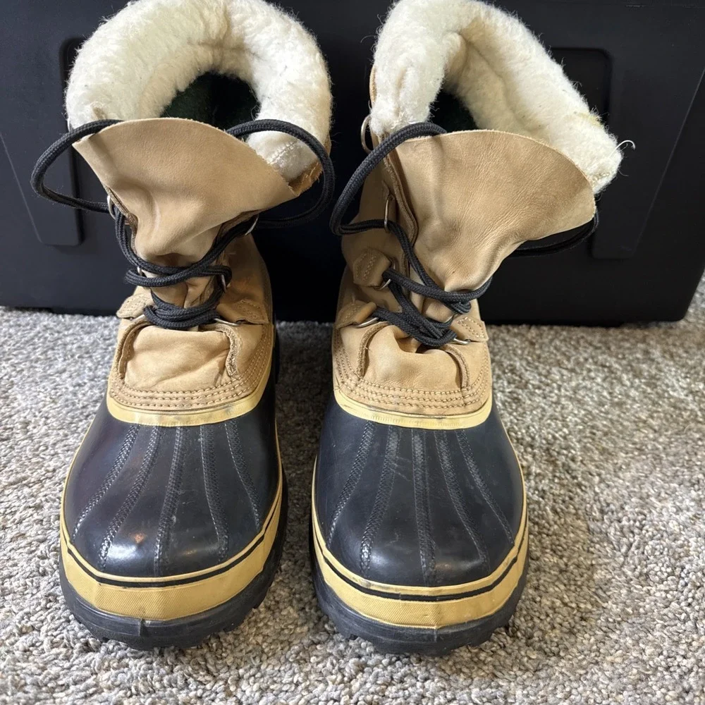 Sorel Boots Men's 12 Brown Black Lined Winter Snow Lace-Up Duck Boots‎