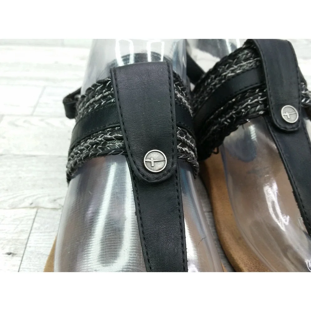 Women's Tamaris Thong‎ Sandals Black Straps Flats Size EU 38 US 7.5/8 Shoes