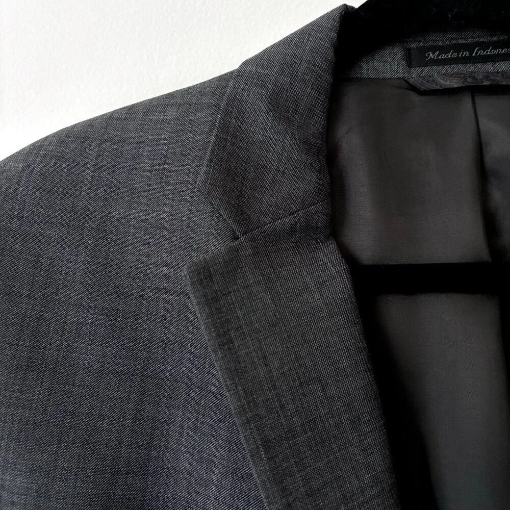 RALPH LAUREN Mens‎ Blazer Sport Coat Two Button Jacket 41R Grey Wool MINT!