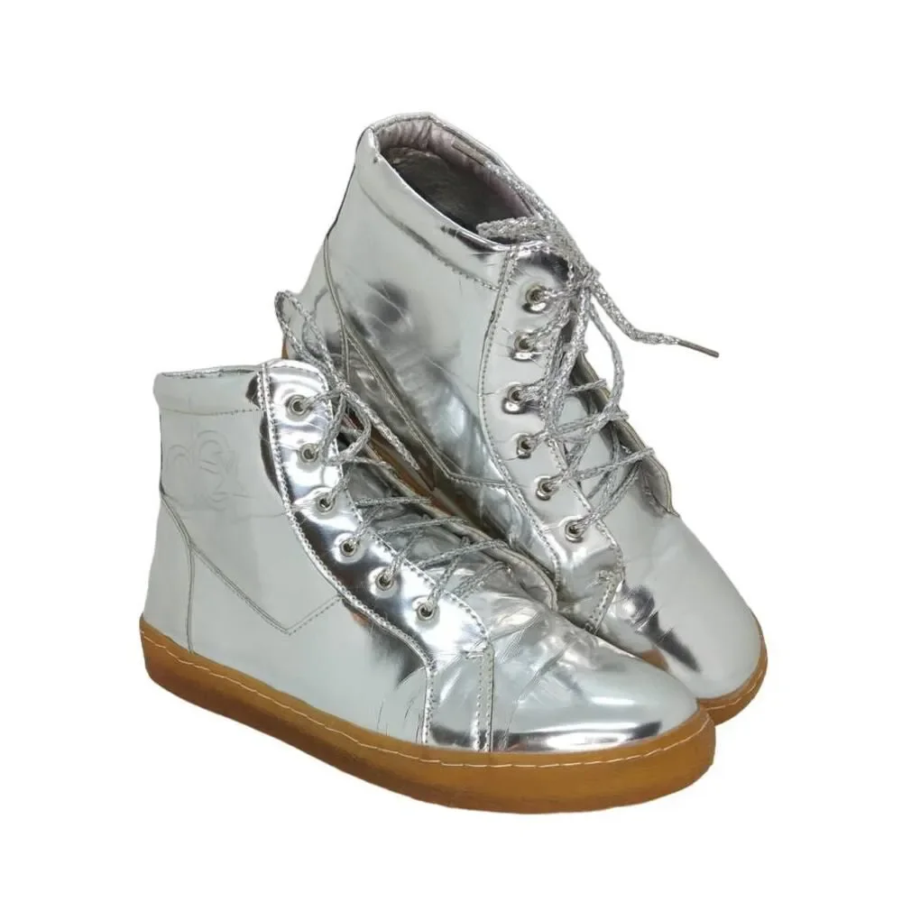HIP HOP DANCE Women's Reflective Silver Sneakers - Size: 9