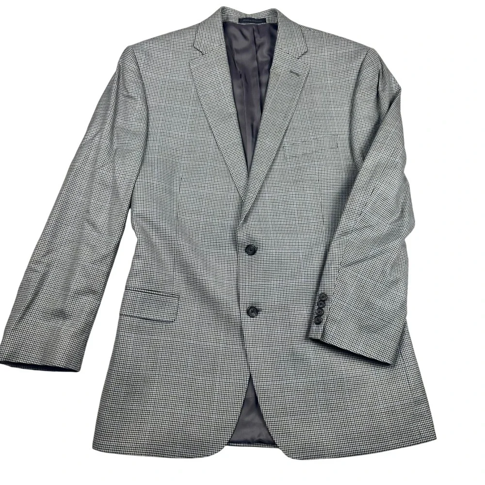Lauren Ralph Lauren Men 44 L Windowpane Glen Plaid Blazer Jacket Silk Wool Blend