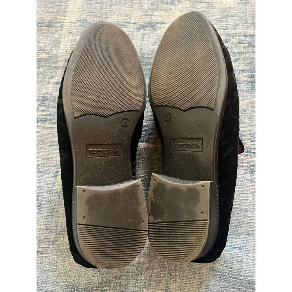Robert David Black Textured Velvet Slip On Loafer Big Kid Boys Size 4