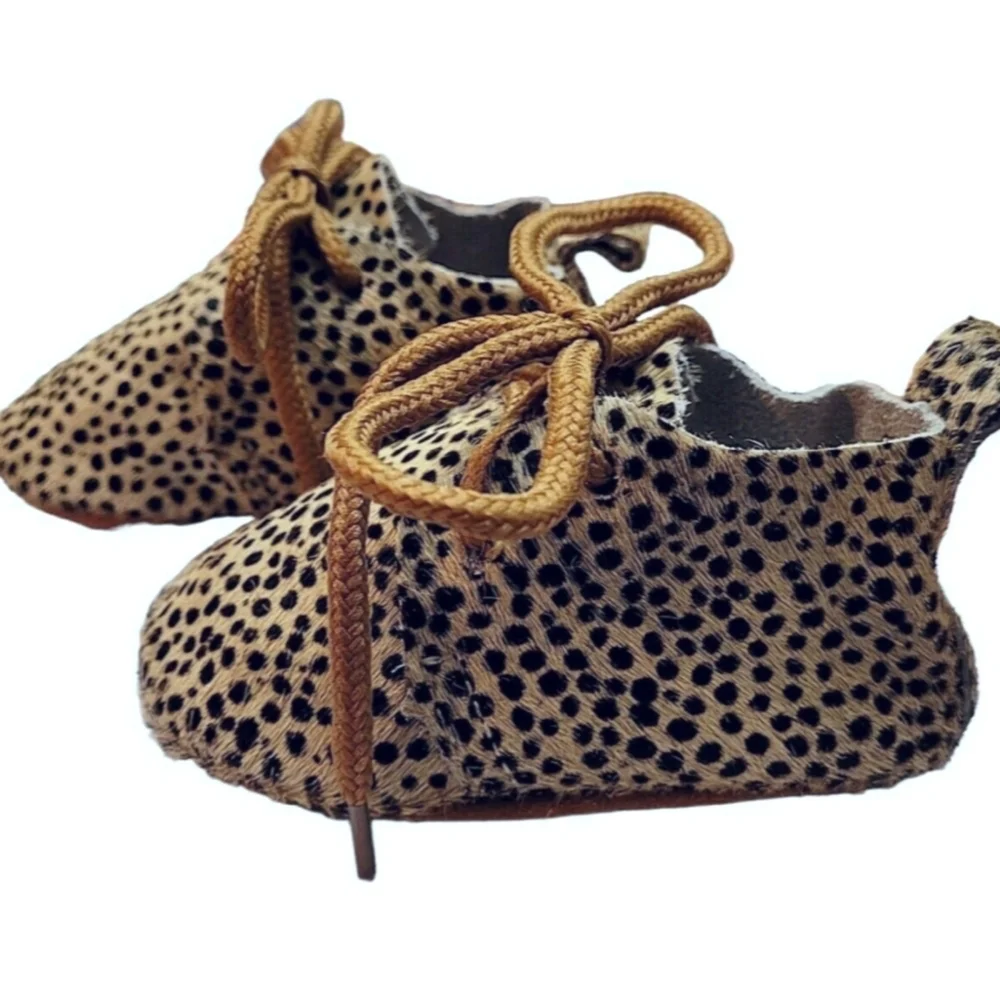 Baby Girl Faux Fur Soft Sole Cheetah Shoes 6 to 9 Months NWOT