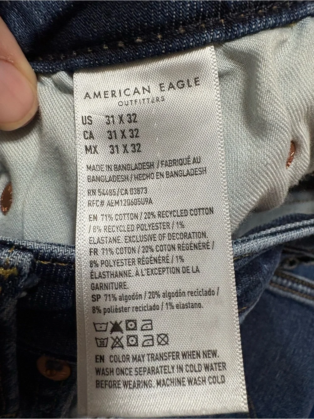 American Eagle Slim Straight Jeans Men's 31x32 Blue Denim Next level Airflex