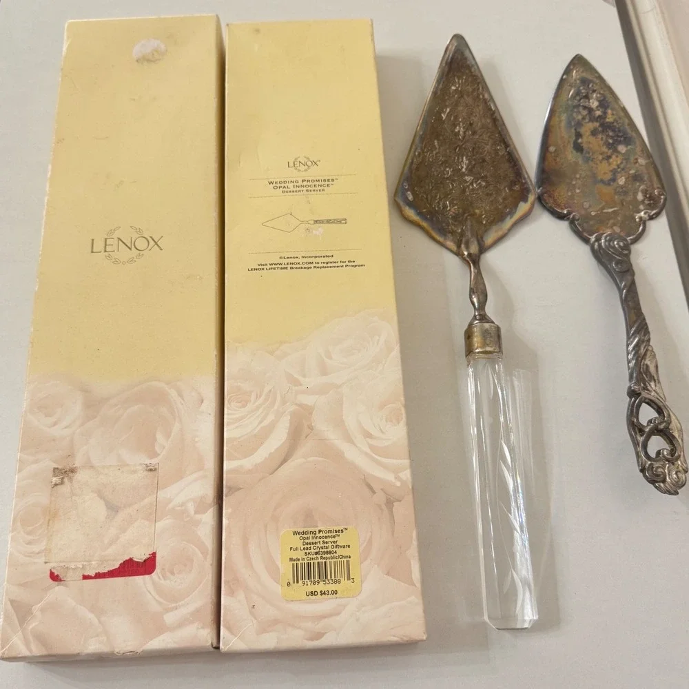 VTG Lenox Wedding Promises Opal Innocence Crystal Giftware Cake‎ dessert Server