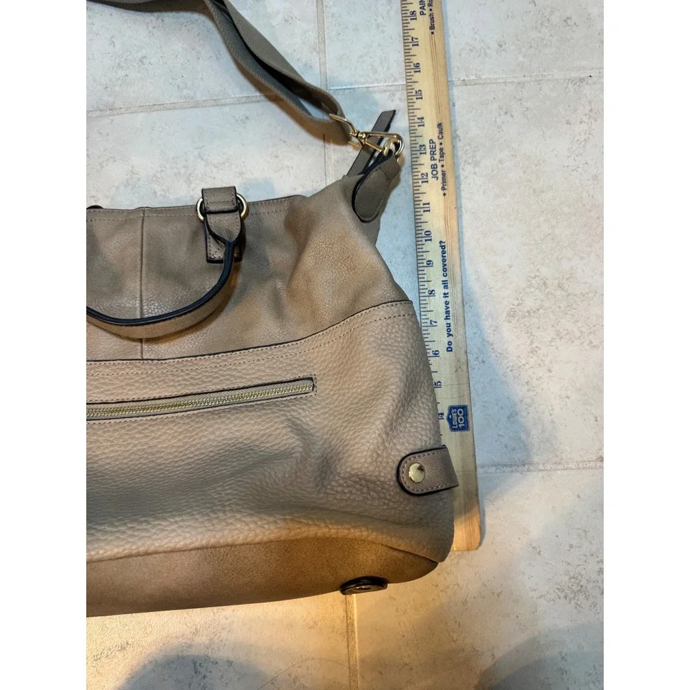 Moda‎ Luxe Taupe Convertible Satchel Crossbody Bag Gold Hardware