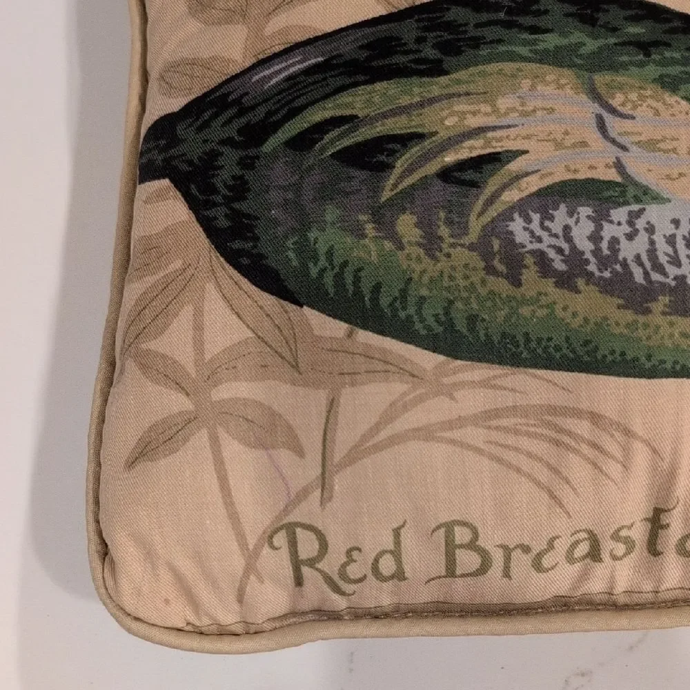 Red Breasted Merganser Decorative Pillow Rustic Cottage Lake Cabin
