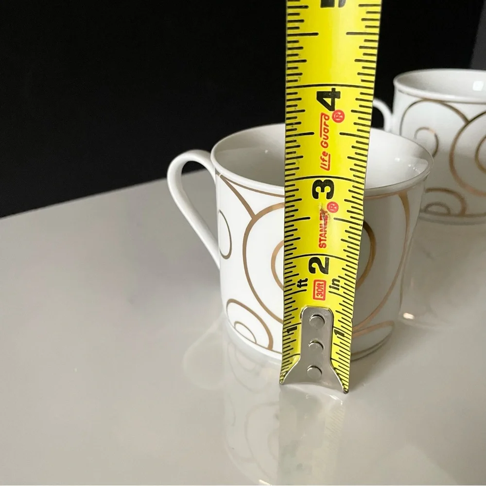 SET of 4 Gold Swirl Cups & Saucers by Pier 1