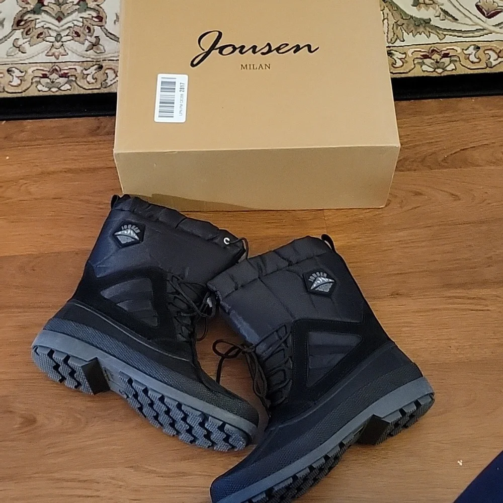 Jousen black winter snow boots waterproof lightweight nylon AMY693 Size 8 NEW…