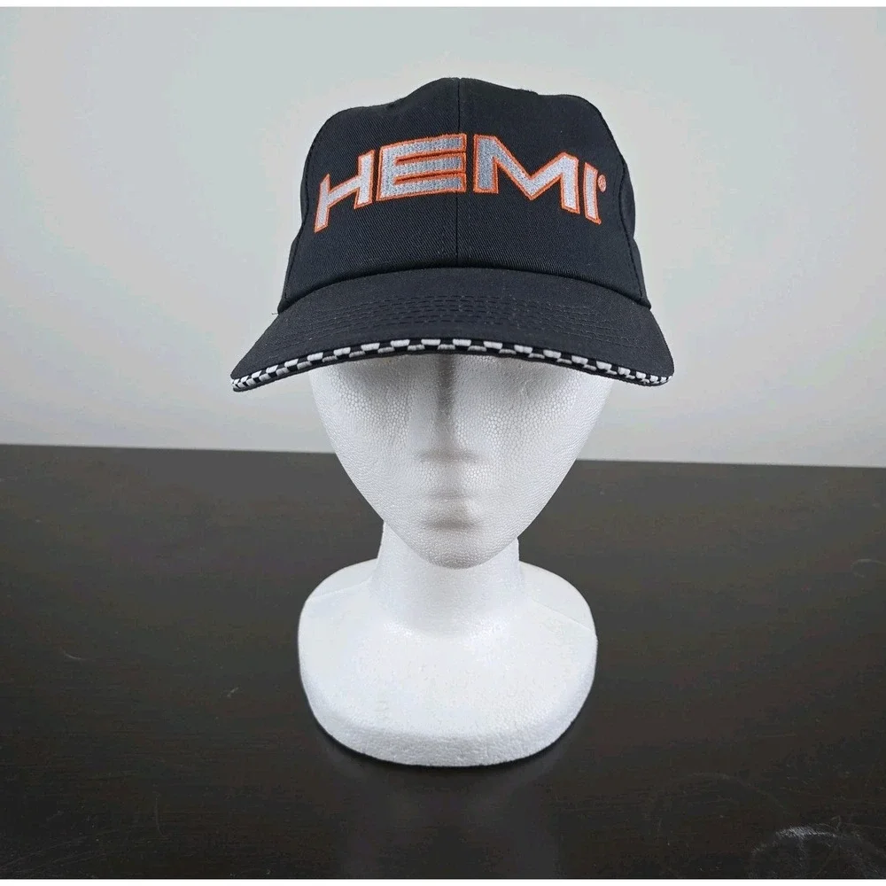 Vintage HEMI Daimler Chrysler Racing Stripe Brim Strapback Hat‎ OSFA Made In USA