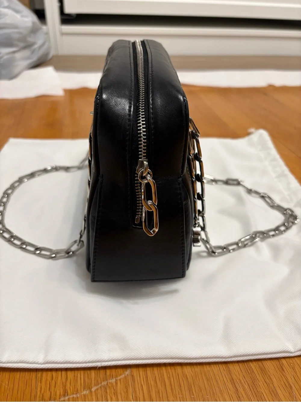 💟Chanel Mademoiselle Vertical Quilted Camera Bag- Black w/ Silver hardware💟