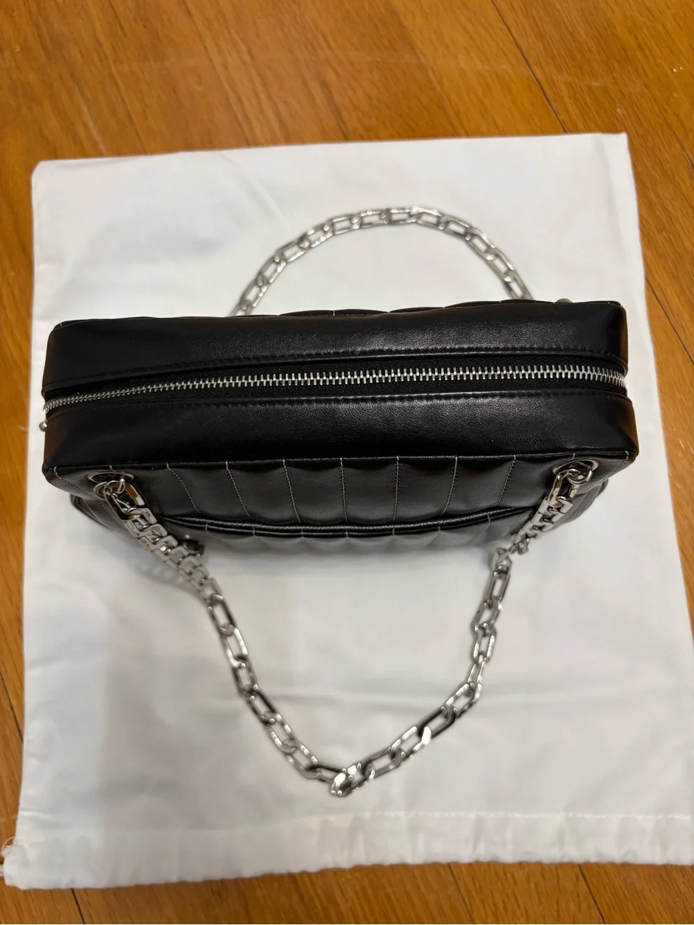 💟Chanel Mademoiselle Vertical Quilted Camera Bag- Black w/ Silver hardware💟