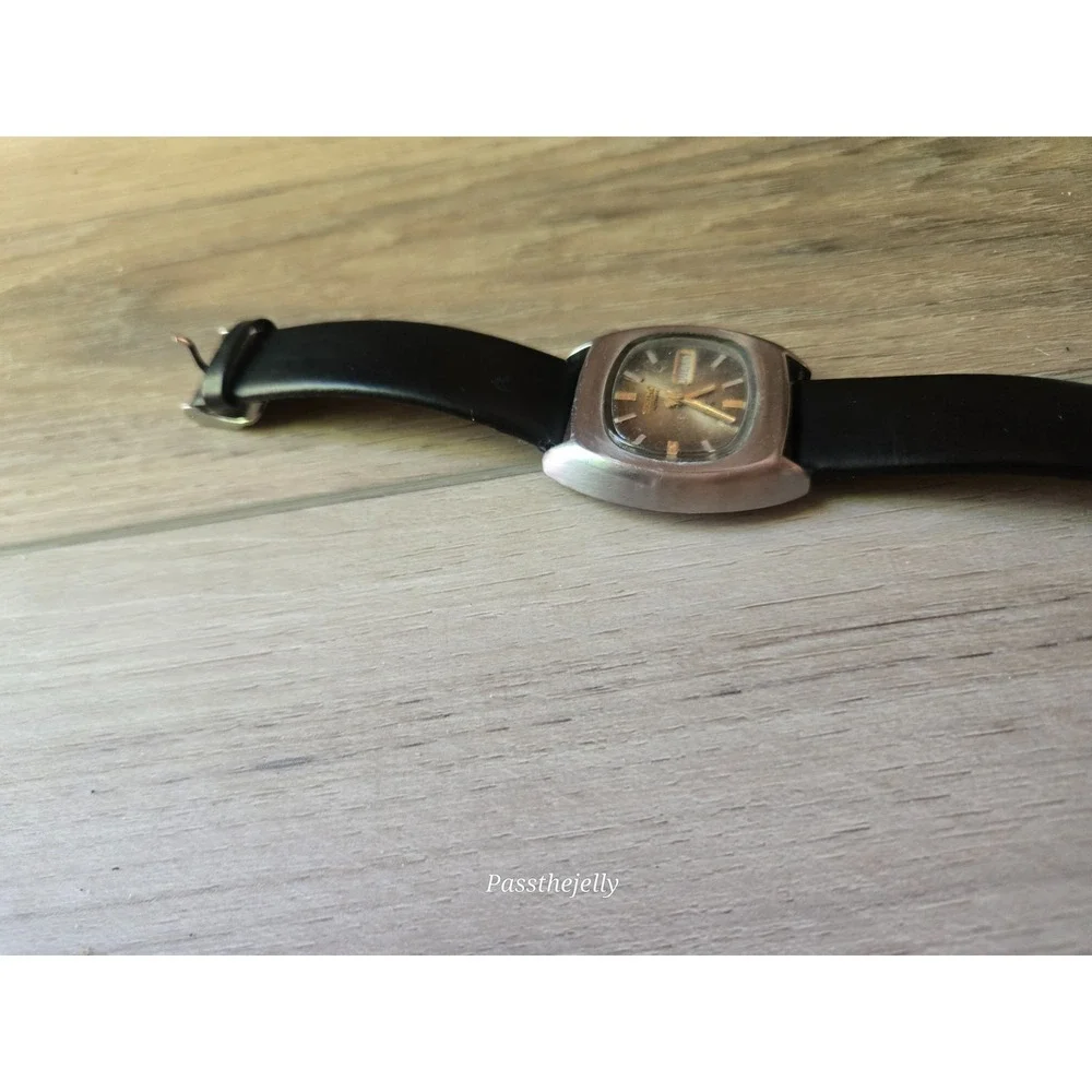 Vtg Seiko Watch Mens Automatic 6309-5020 TV Case Day Date Japan Retro Sunburst