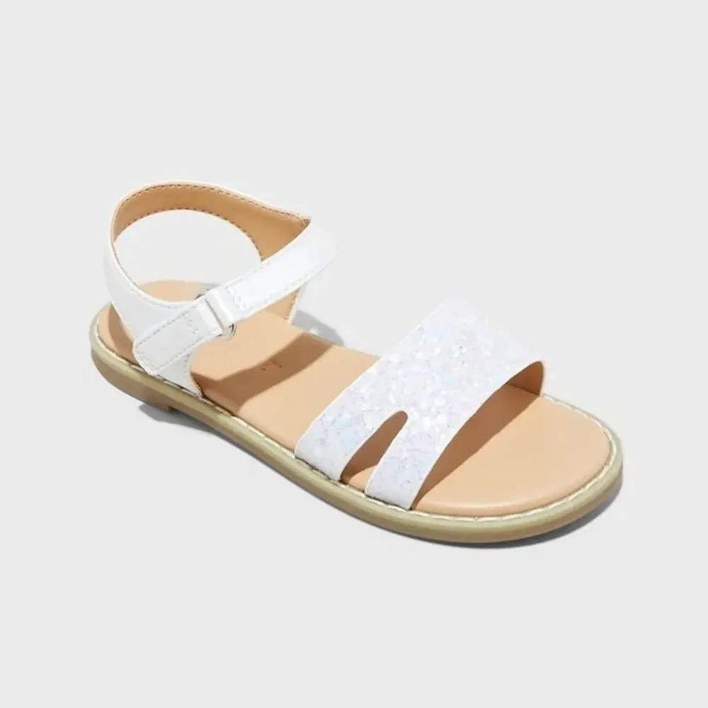Toddler Kennedy Cat & Jack Adjustable Strap Flat Sandals‎ White Size 9 NEW