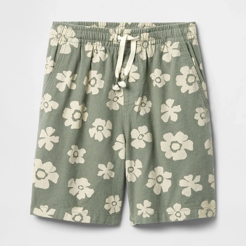GAP Khaki Cream Floral Shorts Relaxed Fit