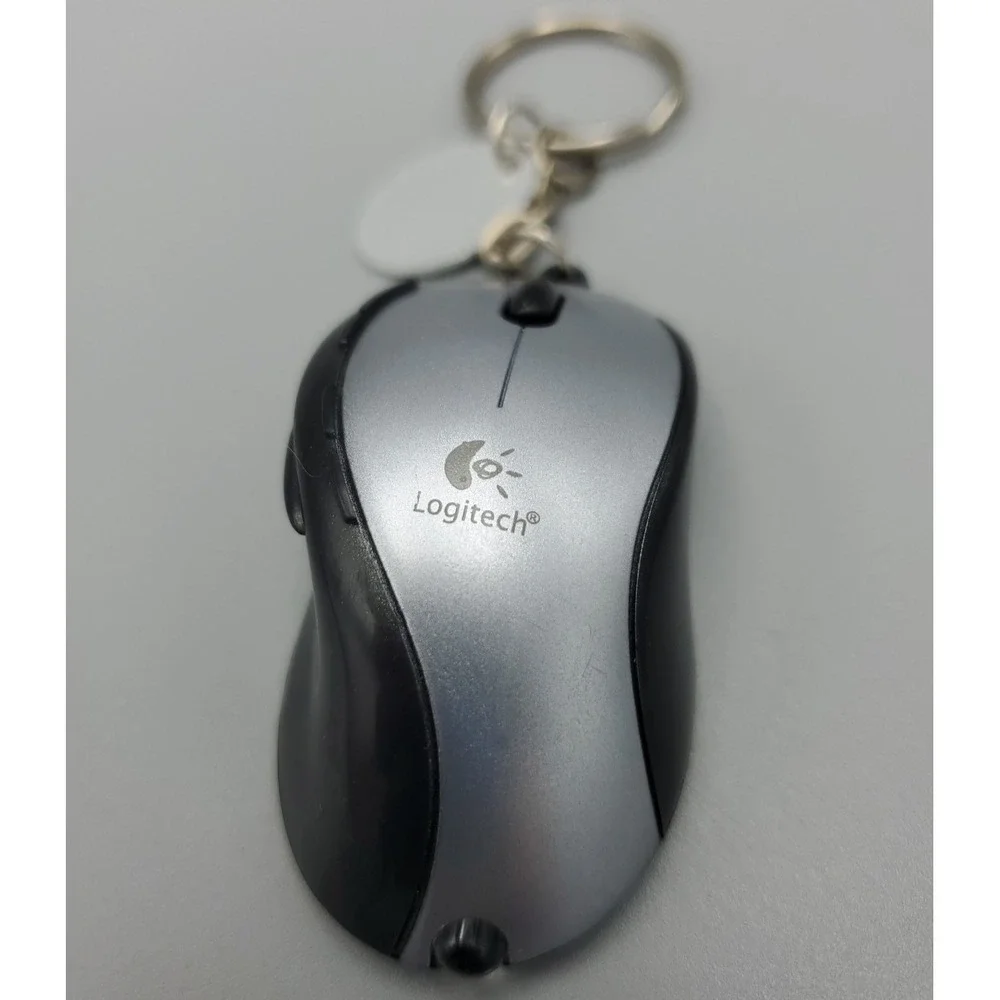 Vintage Logitech‎ Mouse Keychain Light Advert 25th Anniversary Nostalgia