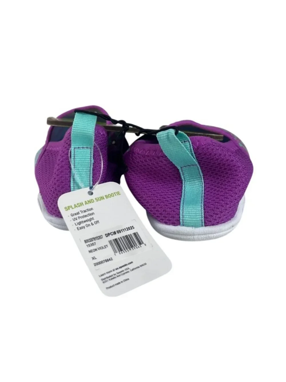 Speedo Kids Splash & Sun Bootie Water Shoes XL 11-12 Neon Violet New UV Protecti