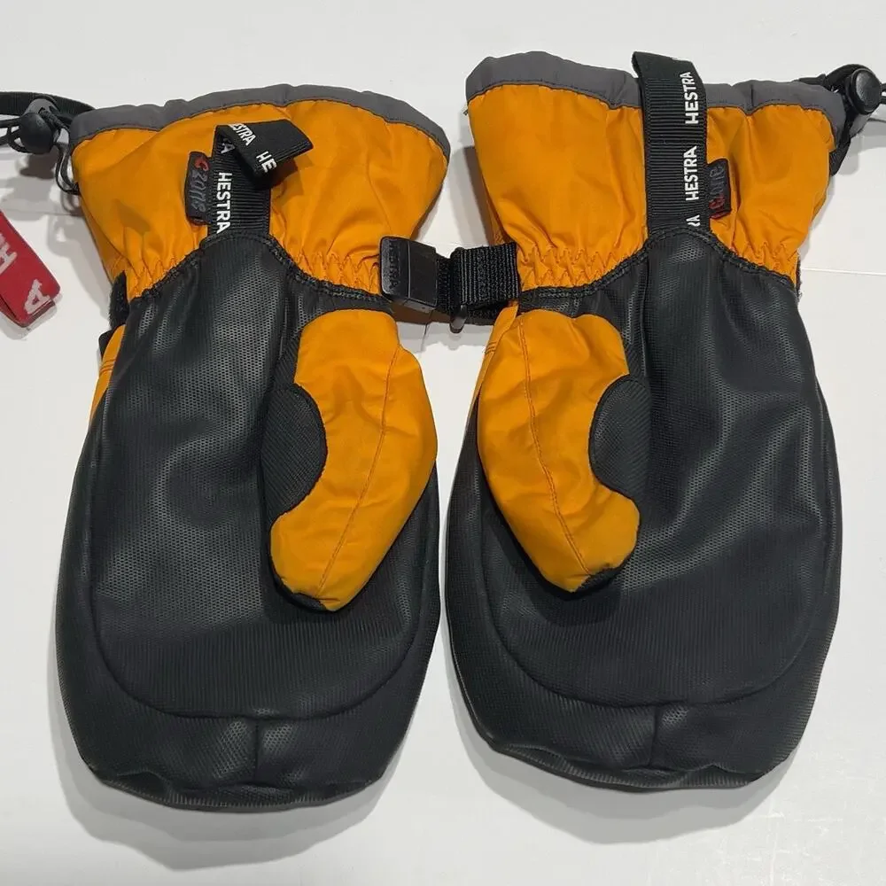 Hestra CZone Kids Ski Mittens Size 6 Orange Black Leather Waterproof Youth Mitts