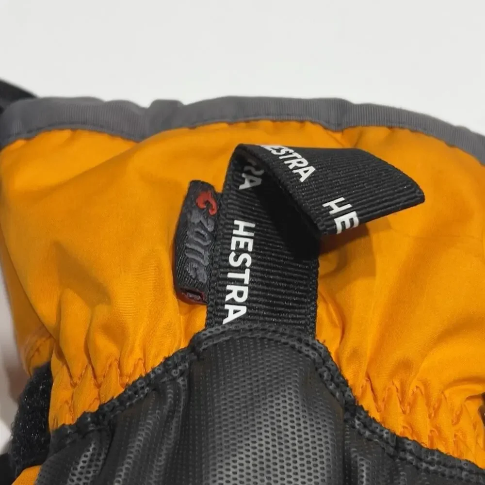 Hestra CZone Kids Ski Mittens Size 6 Orange Black Leather Waterproof Youth Mitts