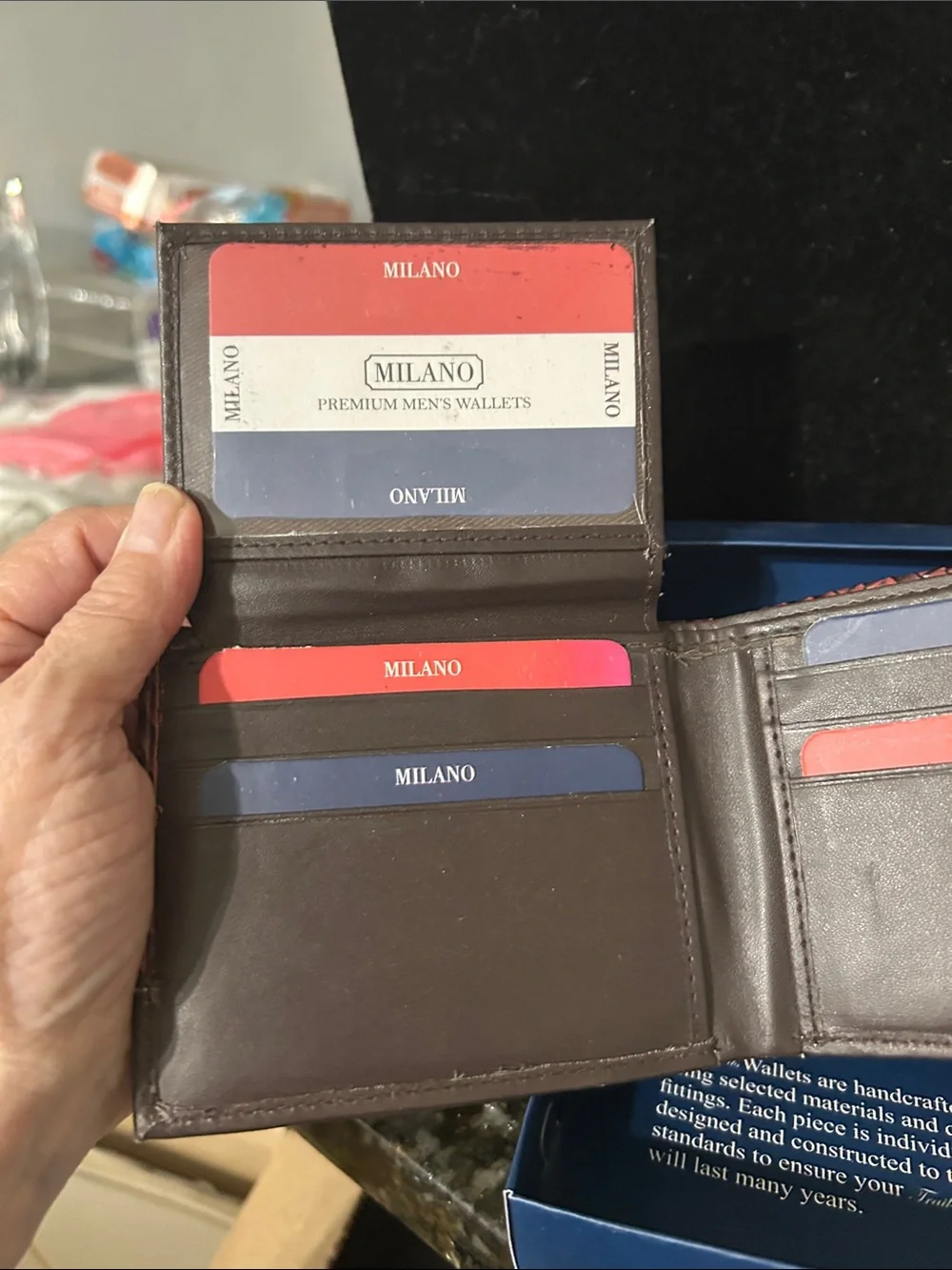 Milano Red and Brown Woven Leather Card Holder