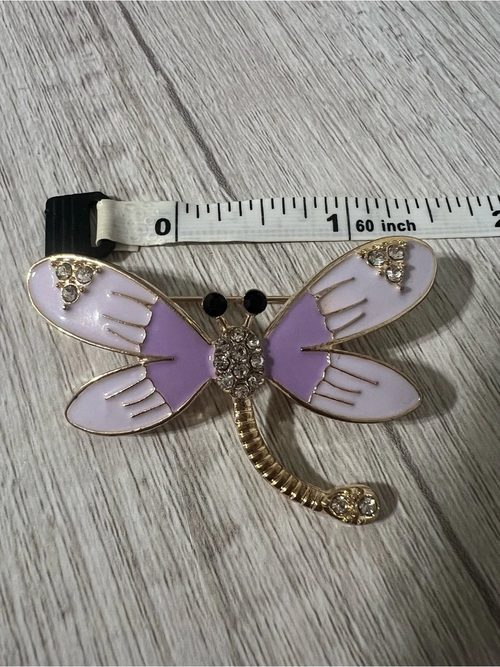 5/$25 Lavender Dragonfly Brooch Pin with Gold-Tone Accents