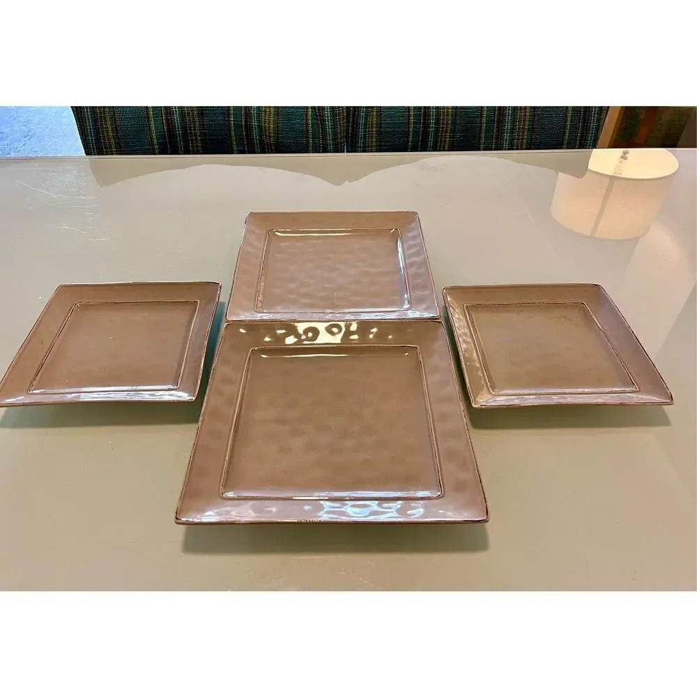 Pier 1 Martillo Fog Square 2 Dinner Plate & 2 Salad Plates NOS Set of 4 Disconti