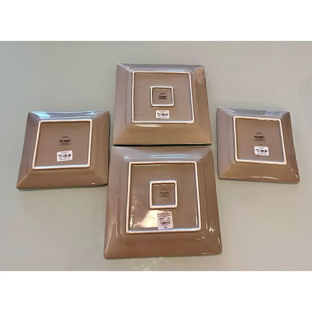 Pier 1 Martillo Fog Square 2 Dinner Plate & 2 Salad Plates NOS Set of 4 Disconti
