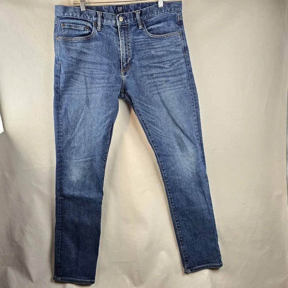 Gap Jeans Mens 36x36 Blue Denim Medium Wash Slim Stretch Skater Rocker Casual