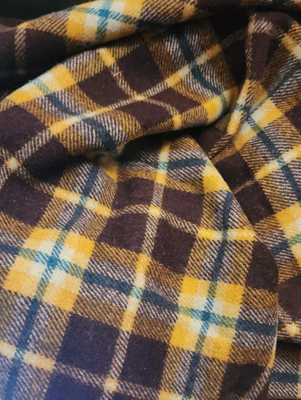💥4th July Sale 💥Vintage Faribault Wool Mills Brown Yellow  Plaid Wool Blanket