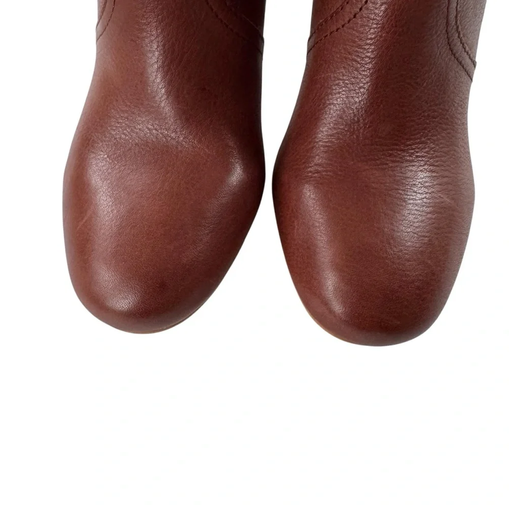 NWT LUCKY BRAND Leather Sheirin Ankle Boot Bootie Western Cognac Brown Size 7.5