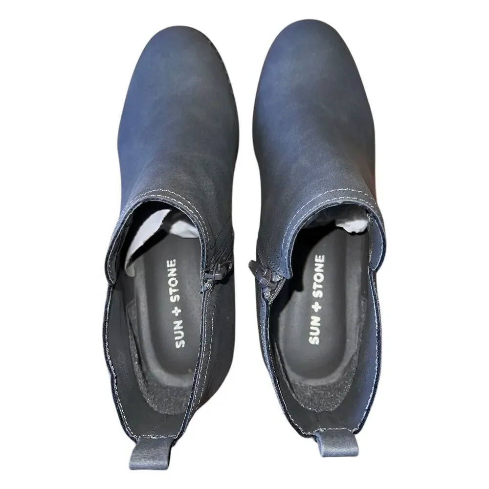 Sun & Stone Cadee Grey Fashion Faux Leather Booties Women’s Size 5.5M