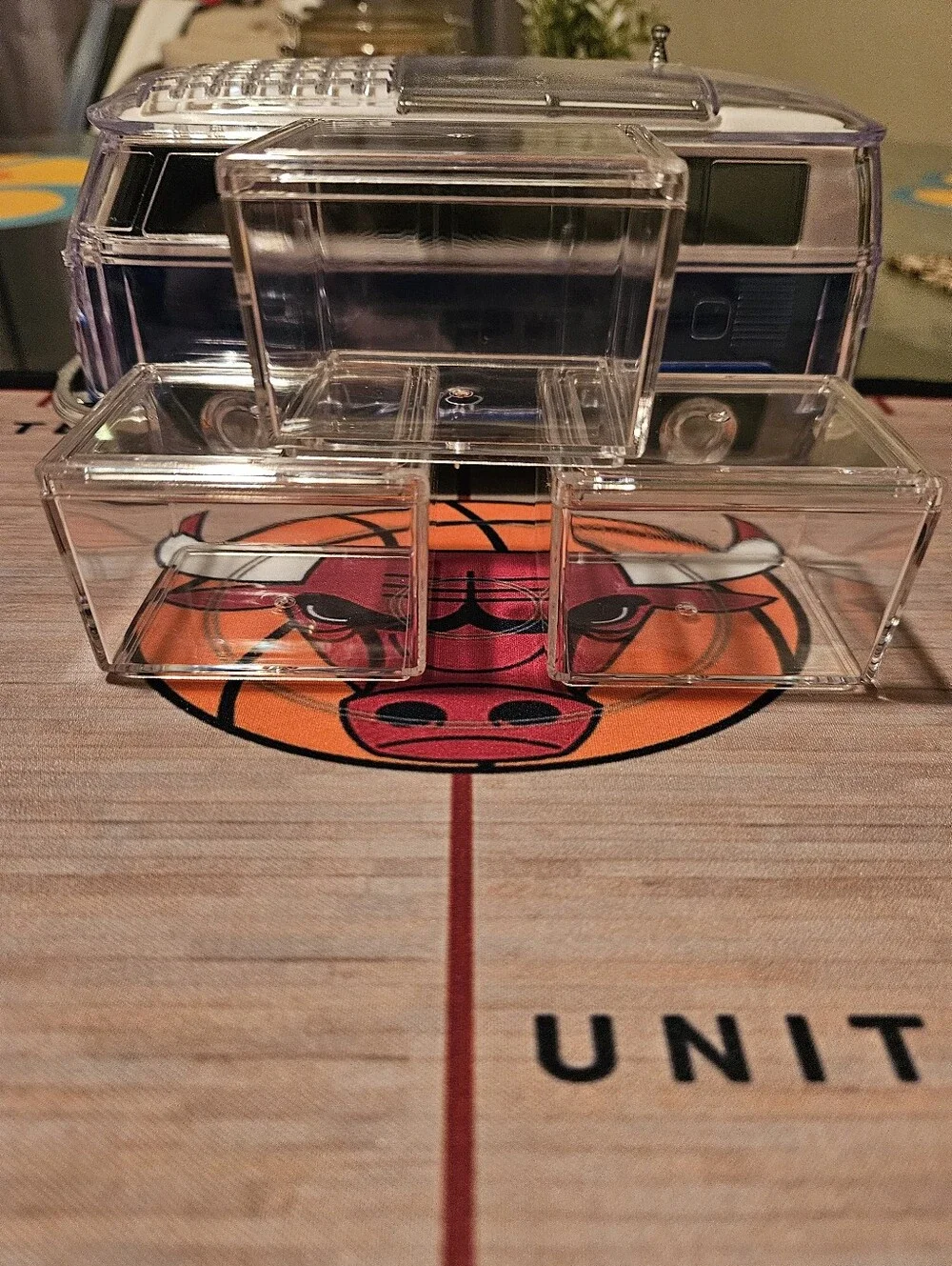 3 Clear Stackable Acrylic Case for mini sneakers.