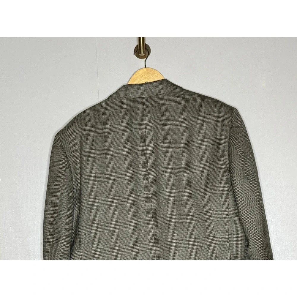 Pure Wool Glen Plaid Sport Coat Christian Aujard 42R Brown Classic Blazer