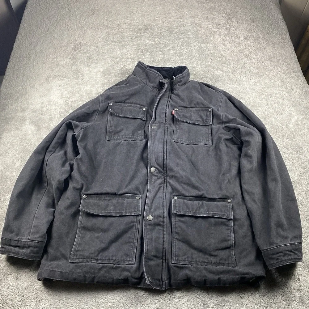 Levis Thick Coat‎ Full Zip Mens Large Black Long Sleeve